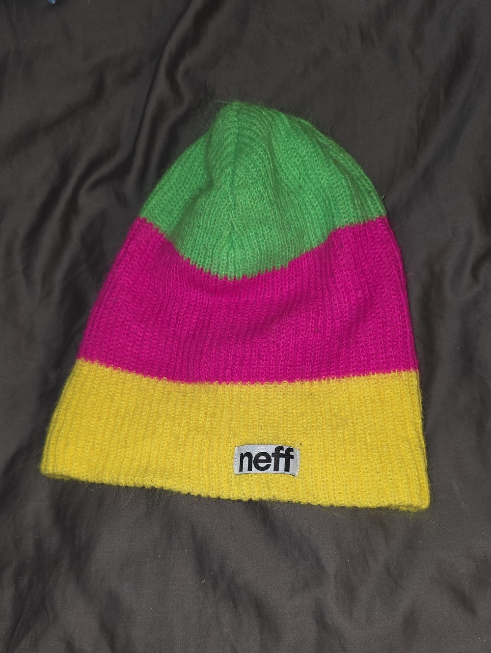 Neff Striped Beanie - Green Pink Yellow
